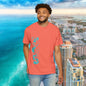 Miami Beach Graphic T-Shirt — Orange Garment-Dyed Tee with Green Vertical Palm Design