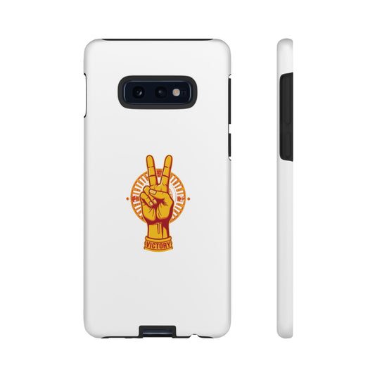 Victory Themed Stylish Phone Case - Tough Cases with Peace Sign Design, Customizable Phone Covers, Gift for Tojan Fans, Trendy Accessories