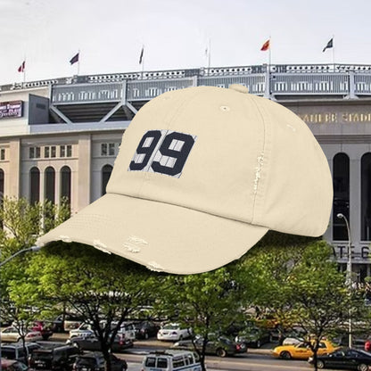 Baseball Stars Distressed Unisex Baseball Cap with Custom Number 99, Trendy Hat for Casual Outfits, Gifts for Sports Lovers