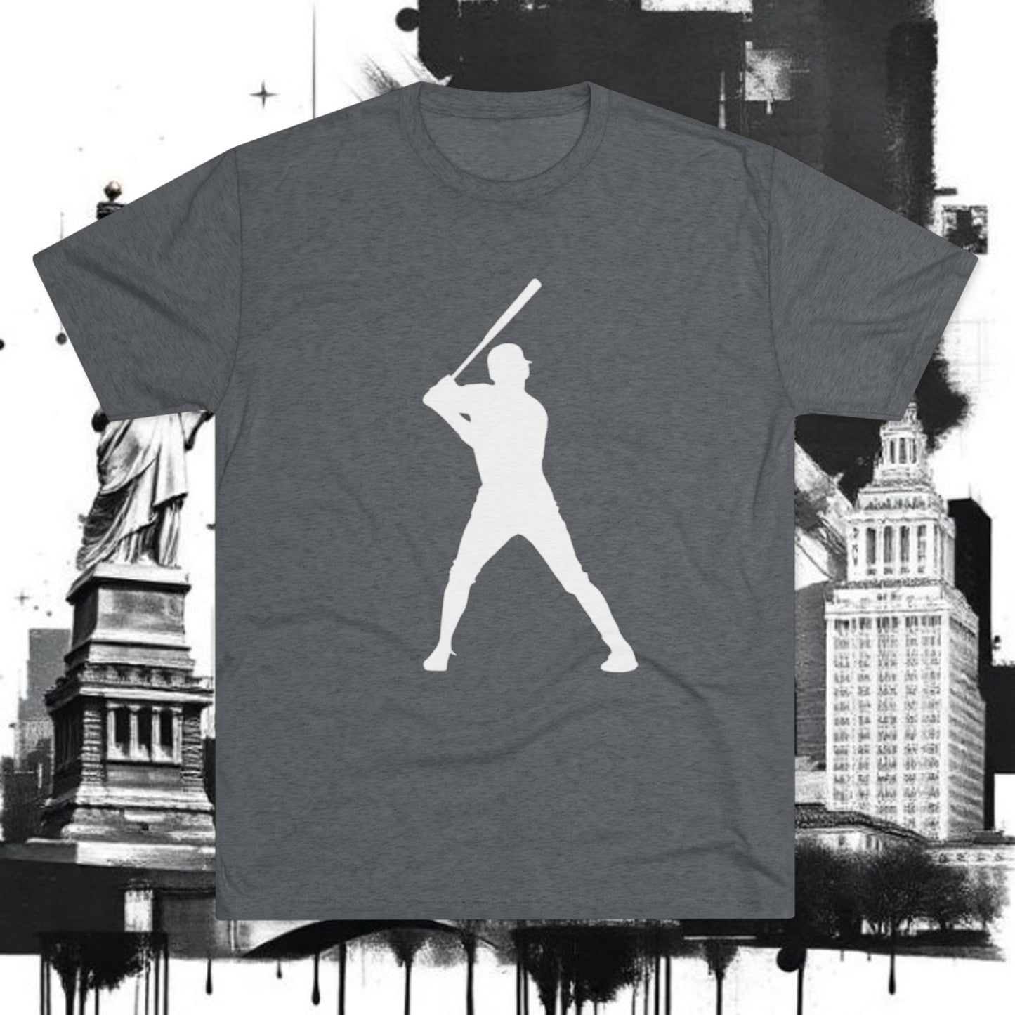 Baseball Stars 99 Batter Tee — Athletic Player Silhouette T-Shirt with '99' Back Number, Tri-Blend