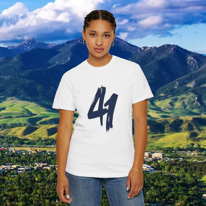 Stylish Unisex T-Shirt with Bold 41 Graphic and Paw Print, Perfect for Gameday and Tailgates.