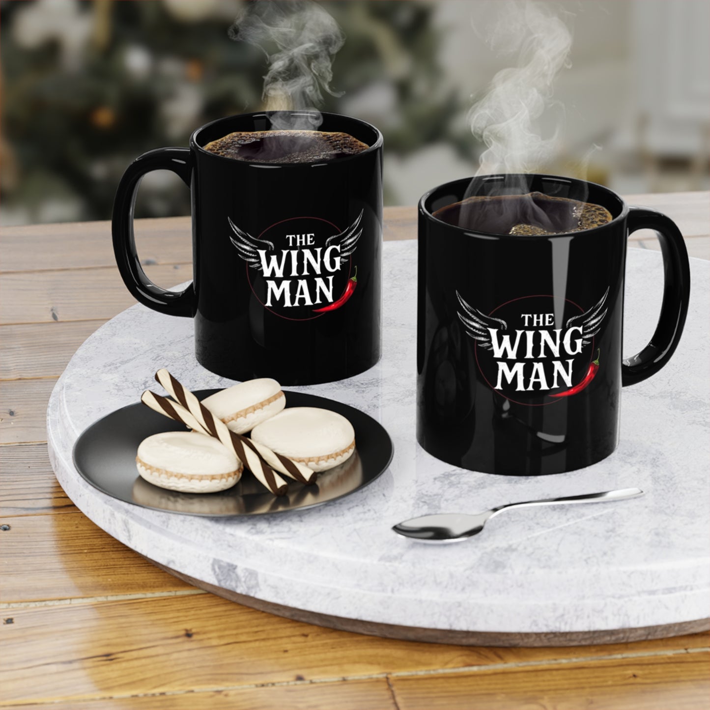 The Wing Man Black Coffee Mug — 11oz Funny Wingman Gift for Friends & Partners
