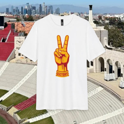 Victory Sign T‑Shirt — Retro Orange & Yellow Graphic Tee