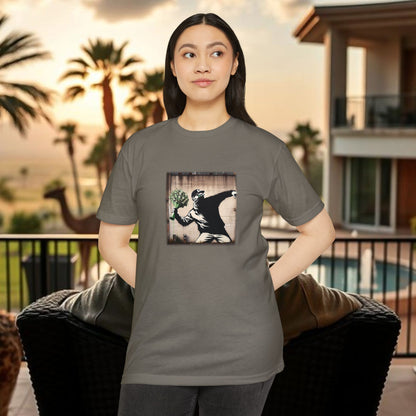 Wing Man Banksy Inspired Streetwear T-Shirt - Unisex Graphic Tee, Casual Wear, Unique Gift, Everyday Style, Urban Vibe, Festival Outfit