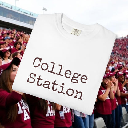 College Station Unisex Garment-Dyed T-Shirt | Casual Wear, College Apparel, Gift for Students, Everyday Style, Trendy Tees