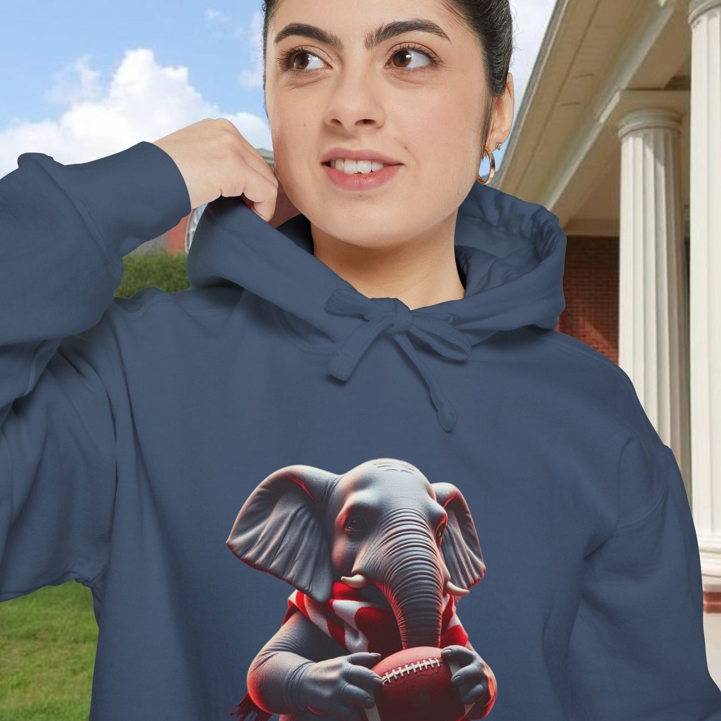 Elephant Graphic Hoodie for College Sports' Lovers, Cozy Unisex Sweatshirt, Unique Gift for Football Fans