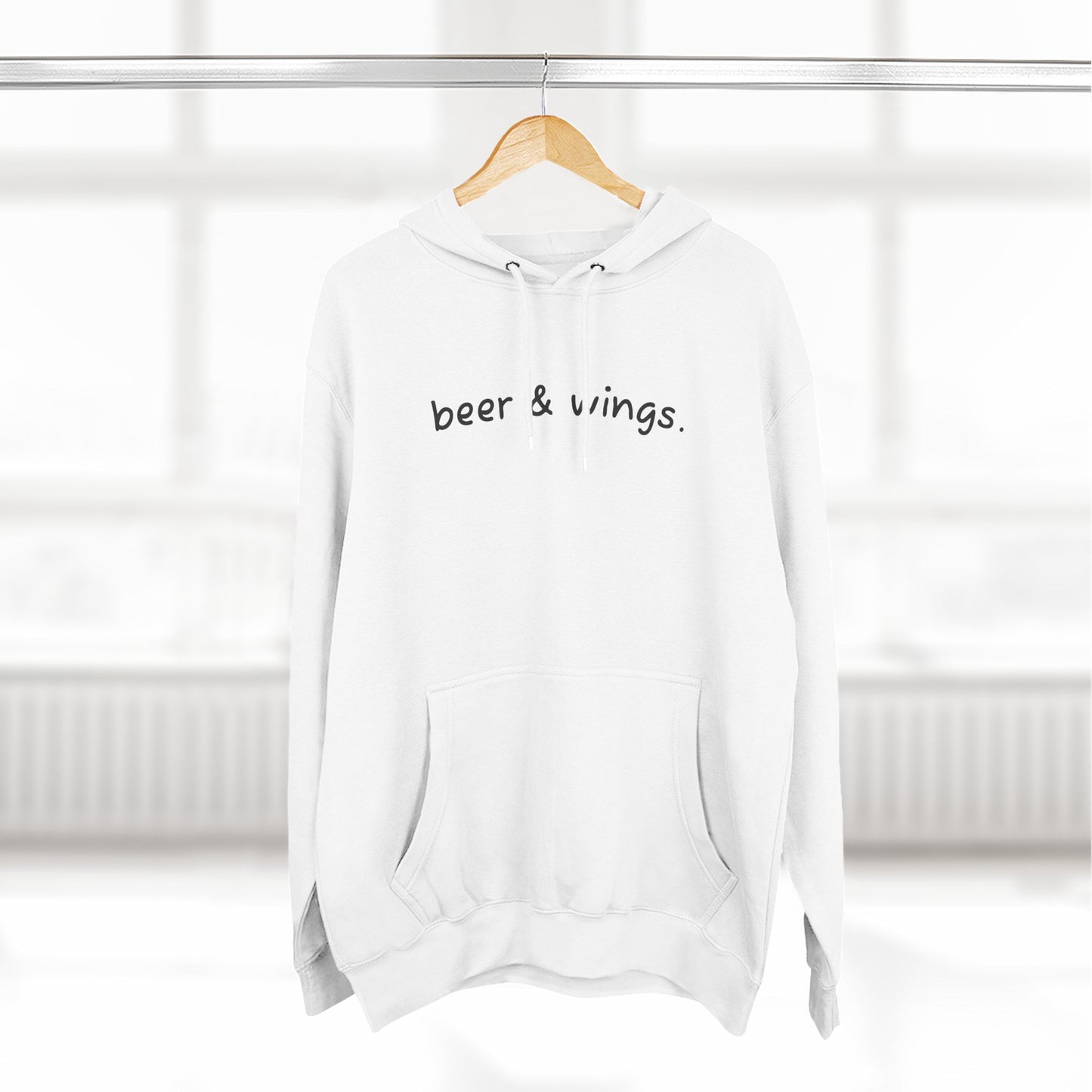 Beer and Wings Fleece Hoodie | Cozy Sweatshirt for Foodies, Gift for Beer Lovers, Casual Wear, Unisex Pullover