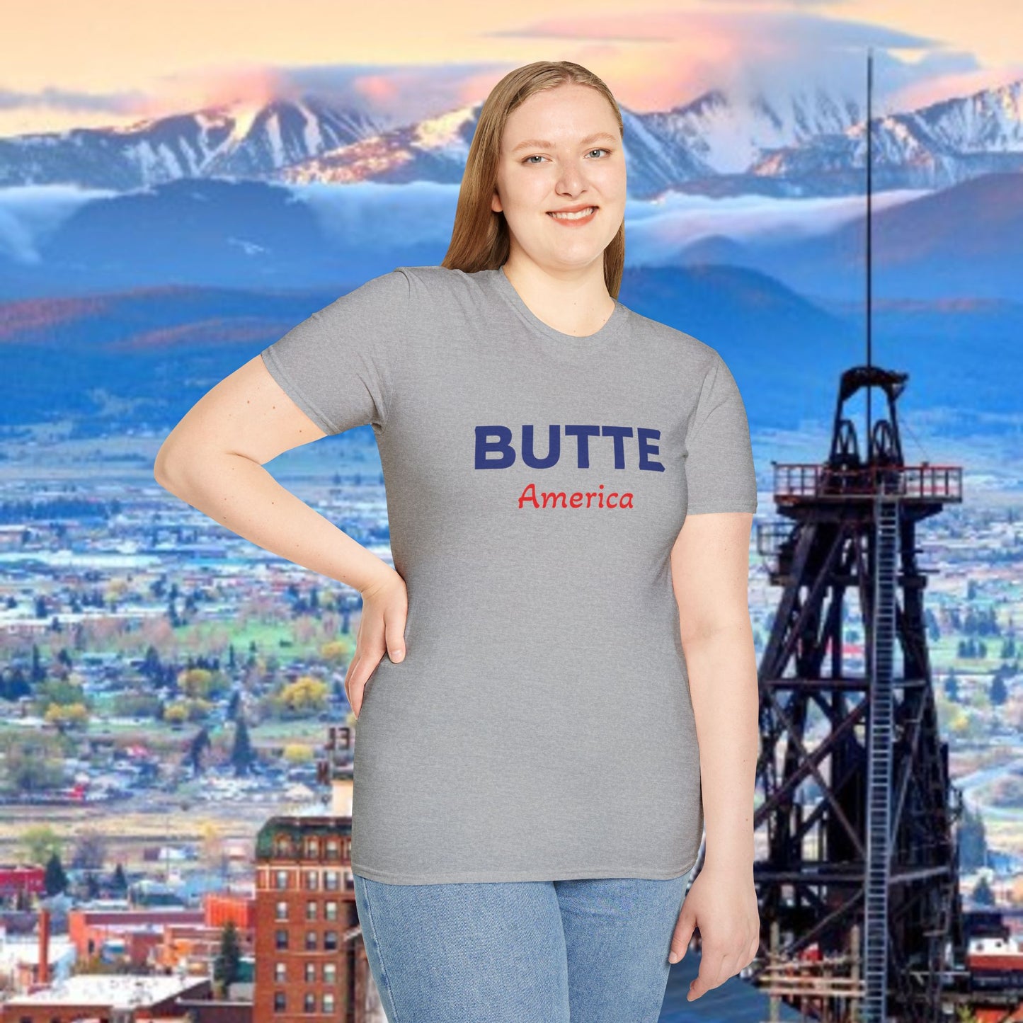 Butte, America Unisex Softstyle T-Shirt - Cozy Apparel for Locals, Travel Souvenir, Gift Idea, Casual Wear, Adventure Tee