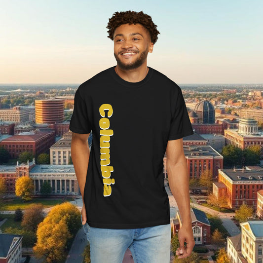 Columbia Missouri Tee, Unisex Garment-Dyed T-shirt, Missouri Pride Shirt, College Apparel, Unique Graphic Tee, Sports Fans