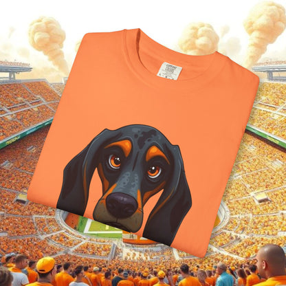 Garment-Dyed Dog Portrait T-Shirt, Sports Fans, Gameday Gift, Casual Wear, Unisex Tee, Perfect for Tailgates
