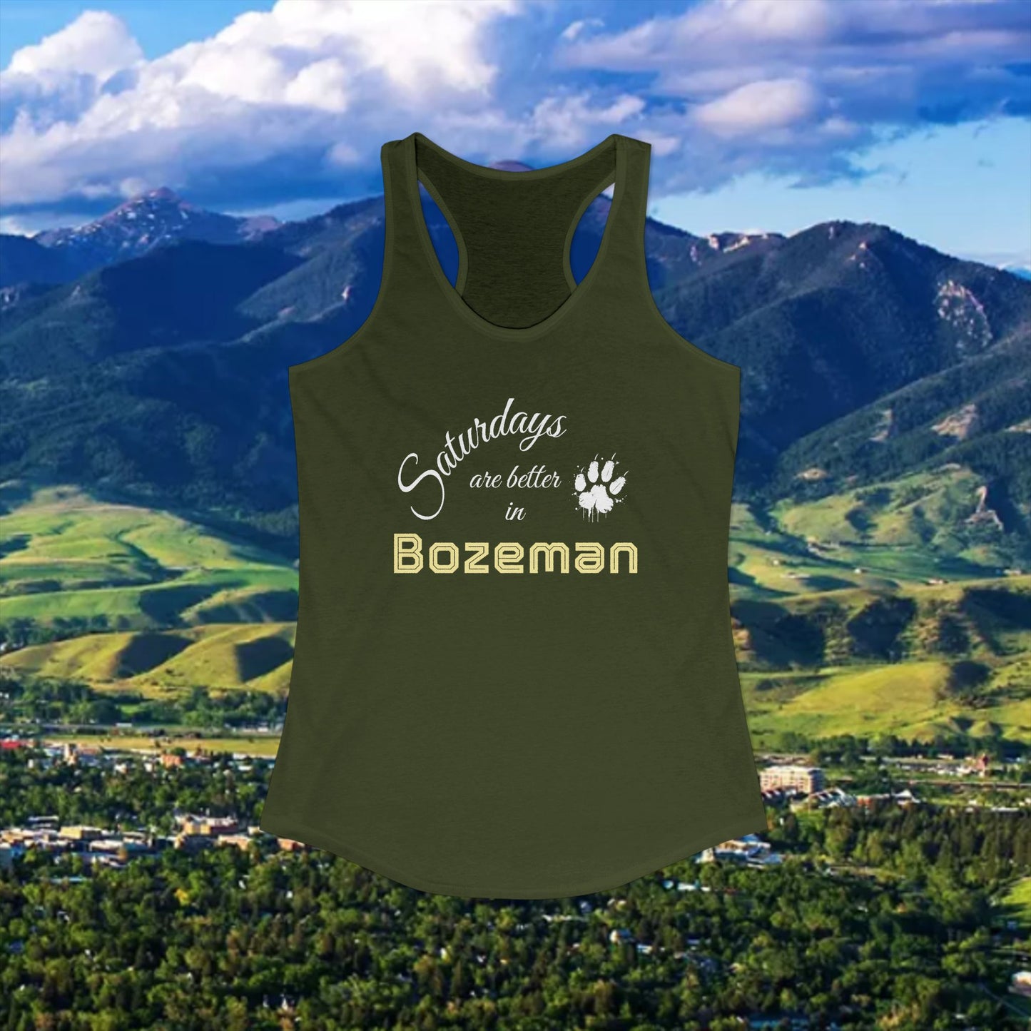 Bozeman Saturdays Racerback Tank, Women's Workout Top, Casual Summer Top, Gift for College Students