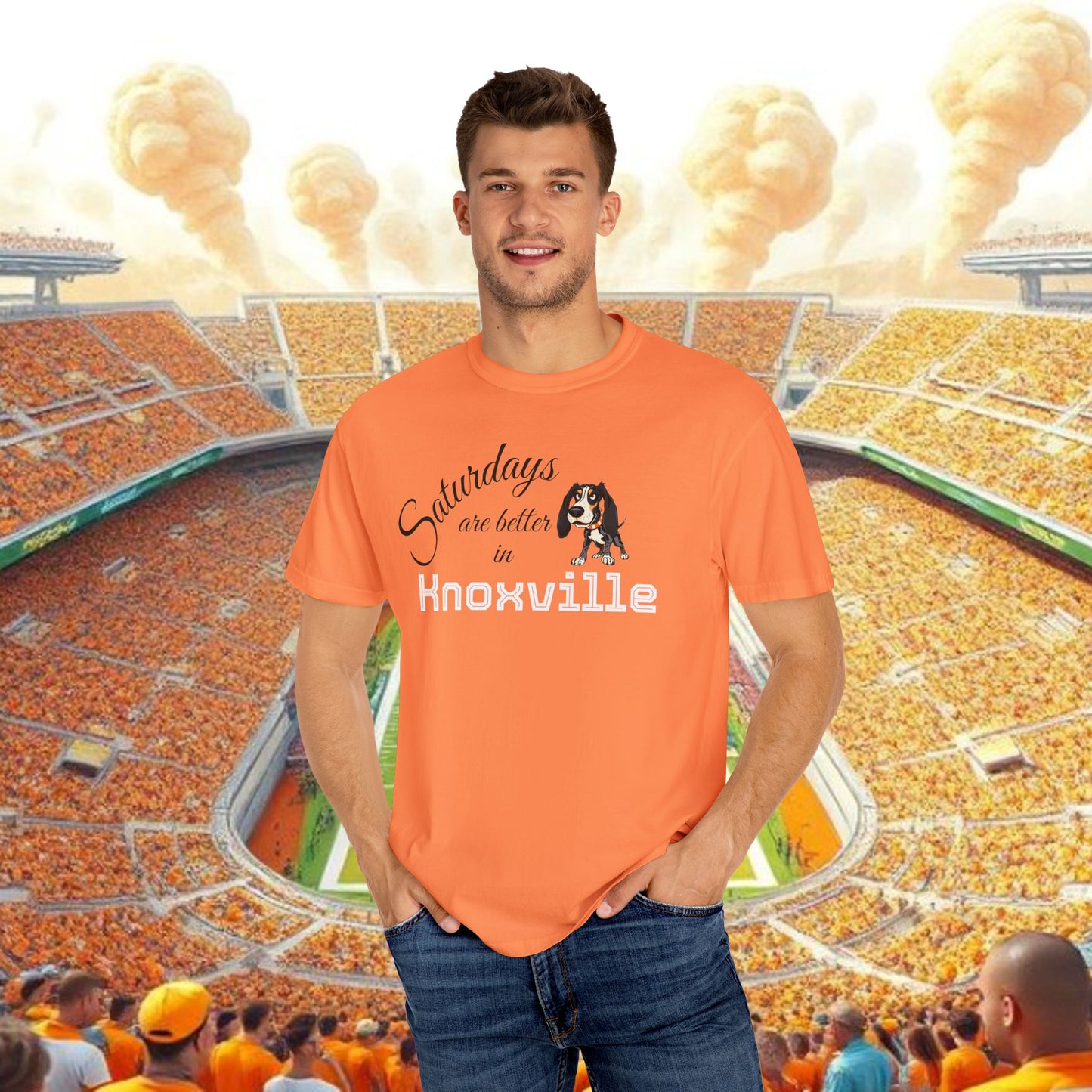 Knoxville Saturday Vibes T-Shirt, Unisex Tee, Game Day Apparel, Dog Lovers Gift, Orange Casual Top