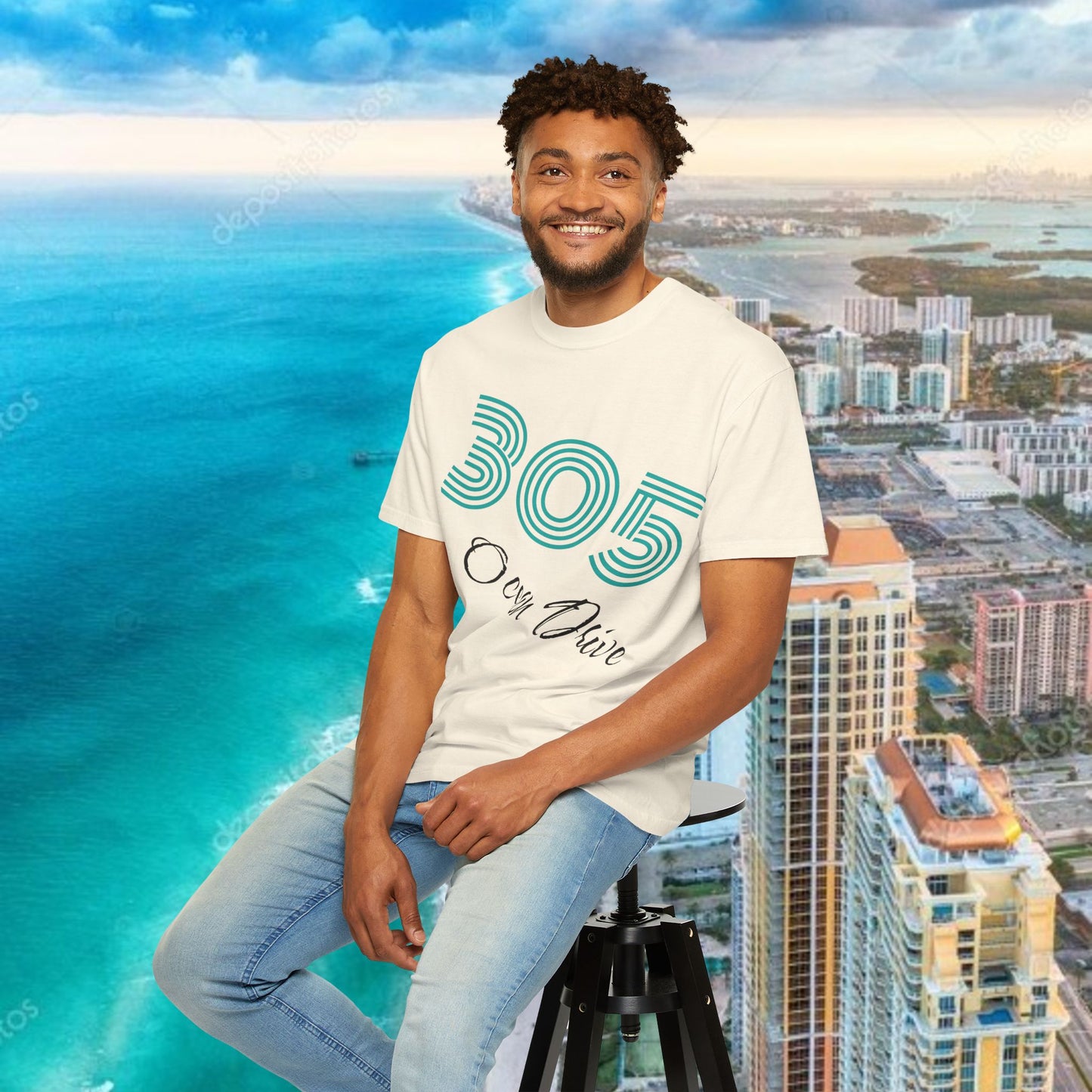 305 Ocean Drive T-Shirt — Miami Beach Garment-Dyed Tee