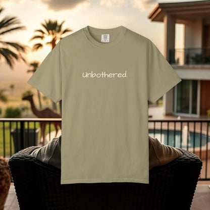 Unbothered Garment-Dyed T-Shirt, Relaxed Fit Tee, Casual Everyday Wear, Gift for Friends, Relaxation Apparel, Trendy Summer Top