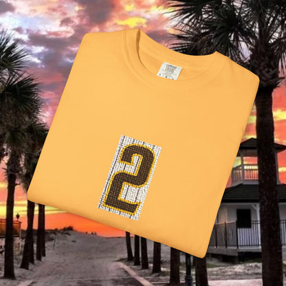 Number 2 Graphic T-Shirt — Bold Retro Patch Front & X Back Tee