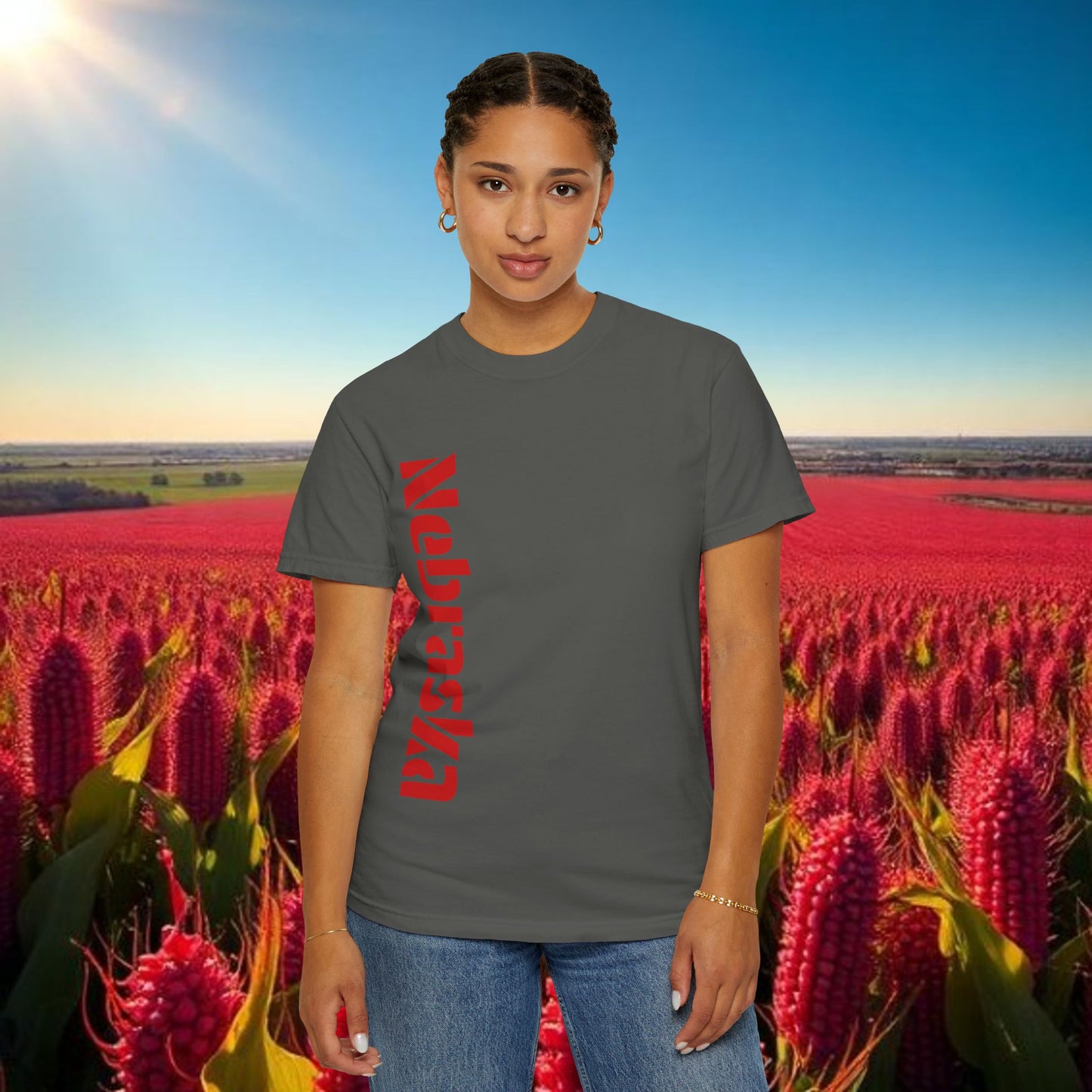 Lincoln Nebraska Area Code T-Shirt — White Tee with Red "Nebraska" & 402 Back Print, Soft-Style T-Shirt