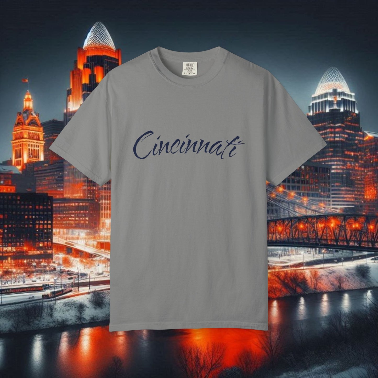 Cincinnati Script T-Shirt — Retro City Name Tee, Tri-Blend, Ultra Comfort, Perfect for Gameday