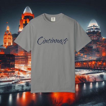 Cincinnati Script T-Shirt — Retro City Name Tee, Tri-Blend, Ultra Comfort, Perfect for Gameday