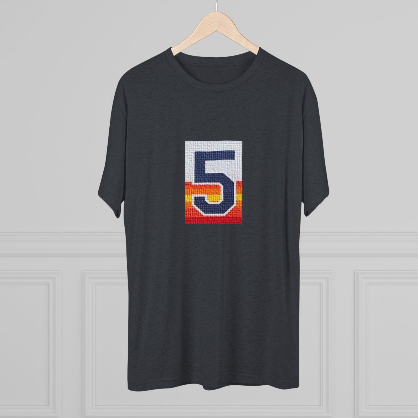 Legends - Retro Number 5 Baseball T‑Shirt — Sunset Stripe Jersey Graphic