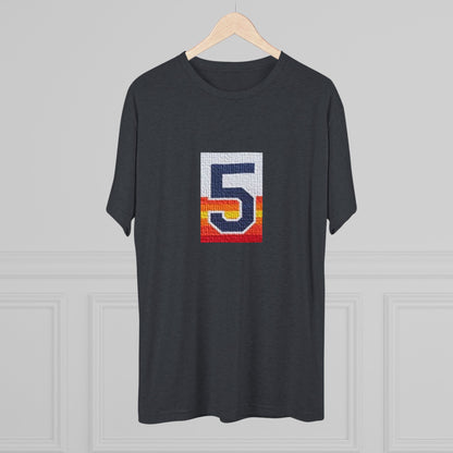 Legends - Retro Number 5 Baseball T‑Shirt — Sunset Stripe Jersey Graphic