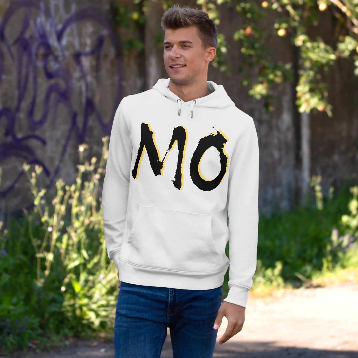 MO Graphic Hoodie — Bold Brushstroke Lettering Pullover, Perfect for Gamedays
