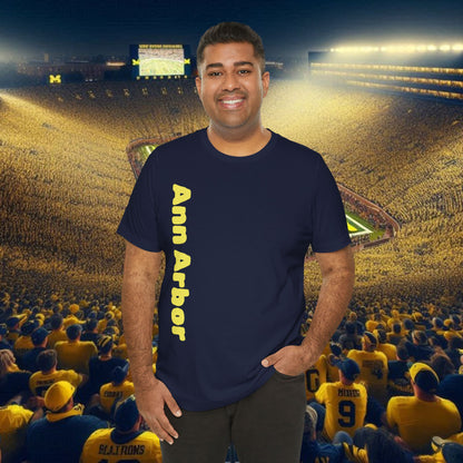 Ann Arbor Unisex Tee, College Spirit Shirt, Game Day Apparel, Casual Wear, Unique Graphic Tee