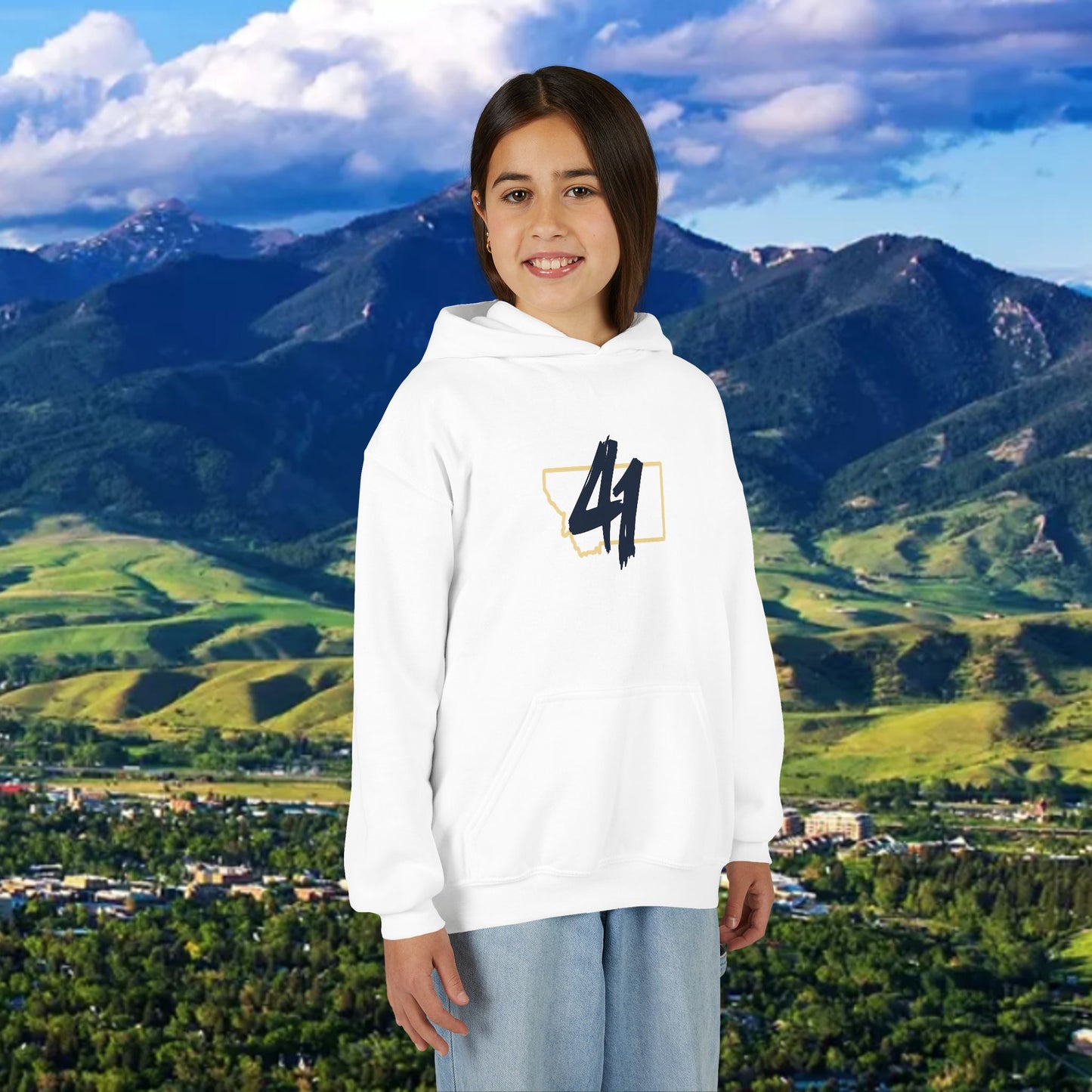 Youth Hoodie - '41' Minimalist Graphic Pullover