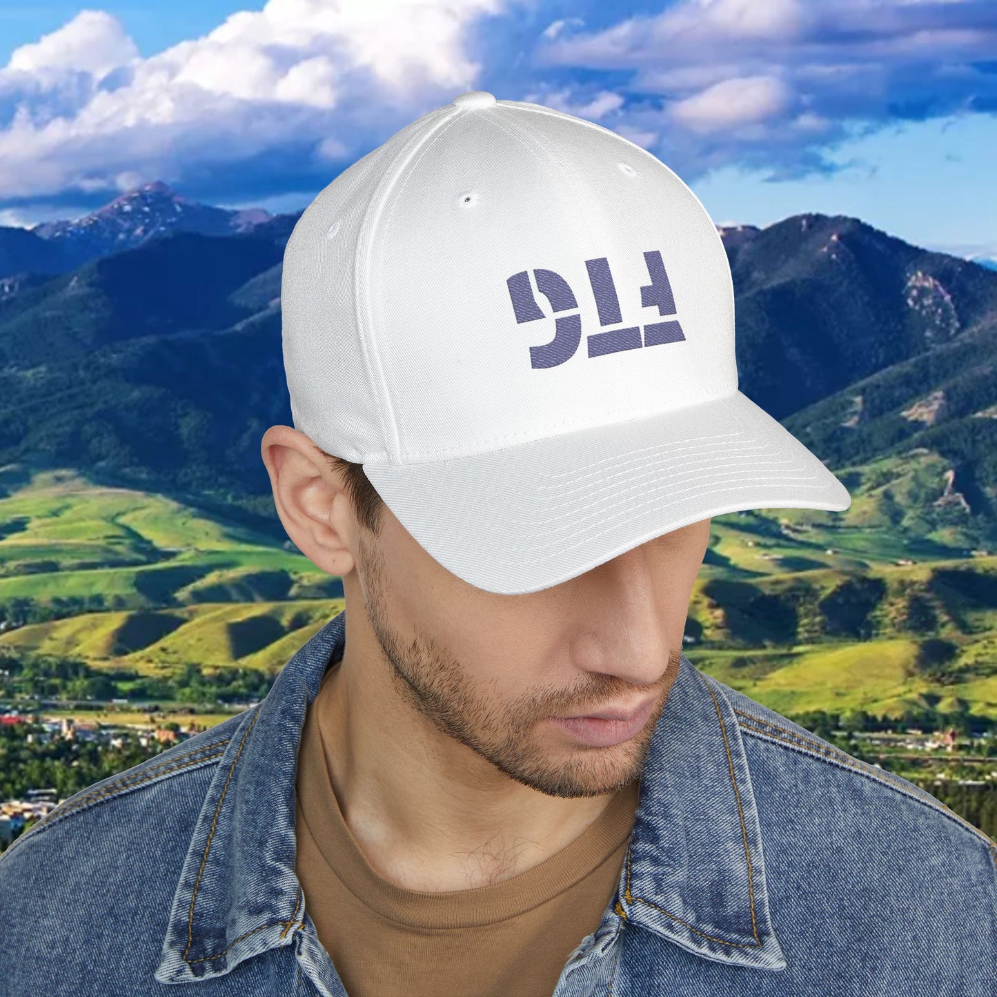 Upside Down FTG Embroidered Closed-Back Cap, Stylish Baseball Hat for Ca Fans, Casual Accessory