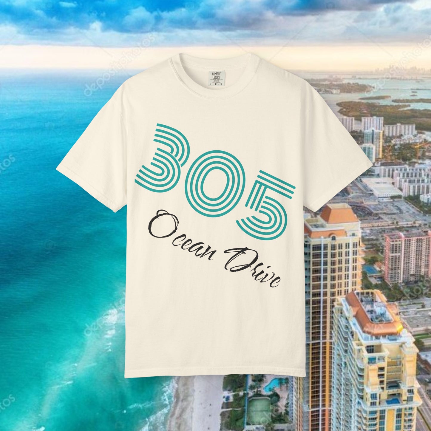 305 Ocean Drive T-Shirt — Miami Beach Garment-Dyed Tee
