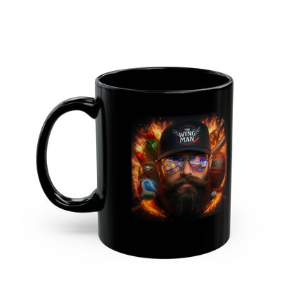 The Wing Man Black Coffee Mug — Spicy Chili Logo 11oz & 15oz