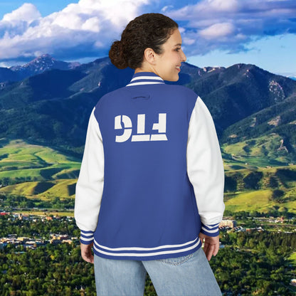 Letterman Jacket – Varsity Blue Fist Patch with FLC Back