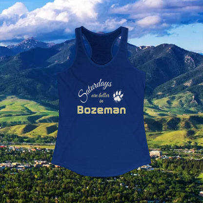Bozeman Saturdays Racerback Tank, Women's Workout Top, Casual Summer Top, Gift for College Students