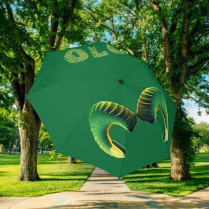 Ram Horn Foldable Umbrella — Semi‑Automatic Green Travel Umbrella with Ram Design