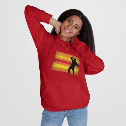 King Silhouette Hoodie — Retro Sunset Dance Graphic Hooded Sweatshirt