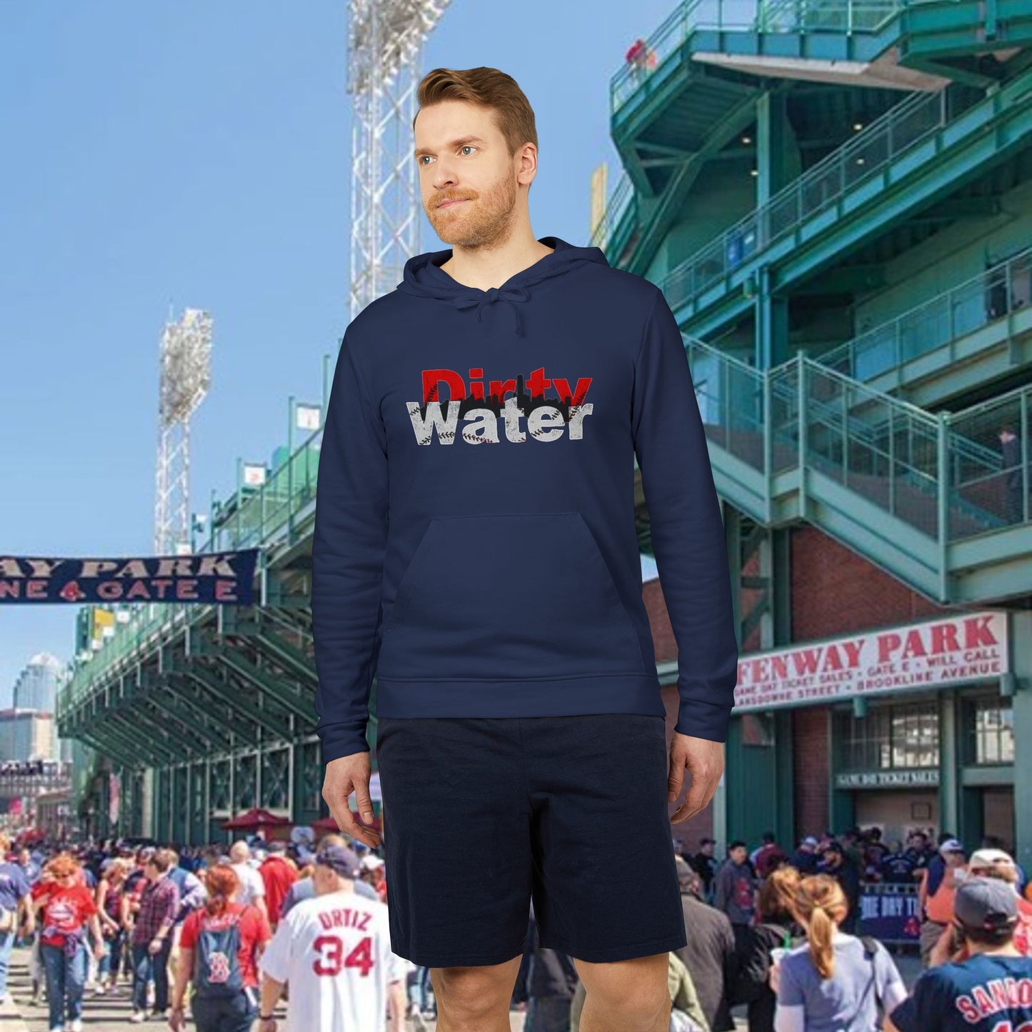 Dirty Water Unisex Fleece Hoodie with Boston Dirty Water Design, Cozy Casual Wear, Gift for Baseball Fans