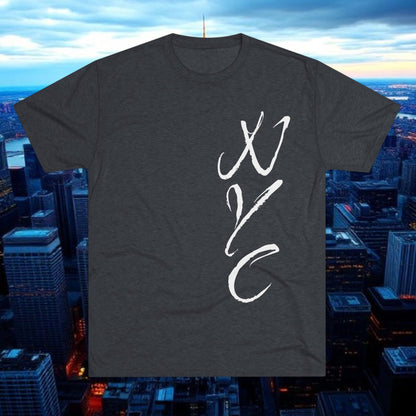 NYC Script Tee — 'REP' Skyline Back Graphic, Tri-Blend Soft T-Shirt