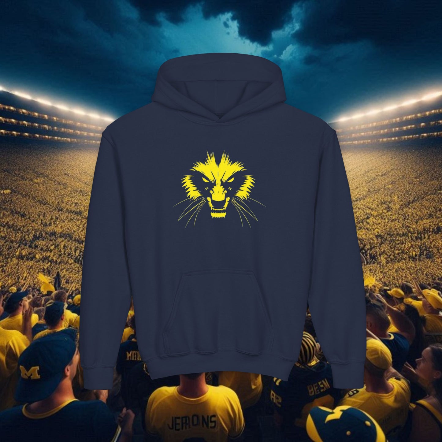 Youth College Spirit Hoodie, Perfect for Game Days, Sports Events, Team Spirit, School Pride, Outdoor Activities