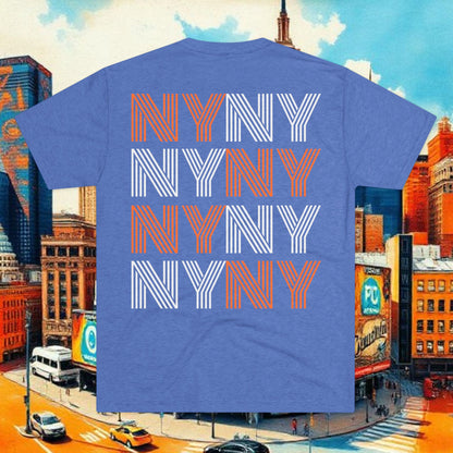 NYC Retro Graphic Tee — 'NY' Repeat & XV 718 Script City T‑Shirt