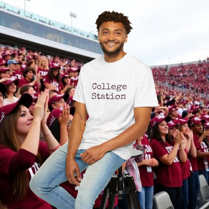 College Station Unisex Garment-Dyed T-Shirt | Casual Wear, College Apparel, Gift for Students, Everyday Style, Trendy Tees