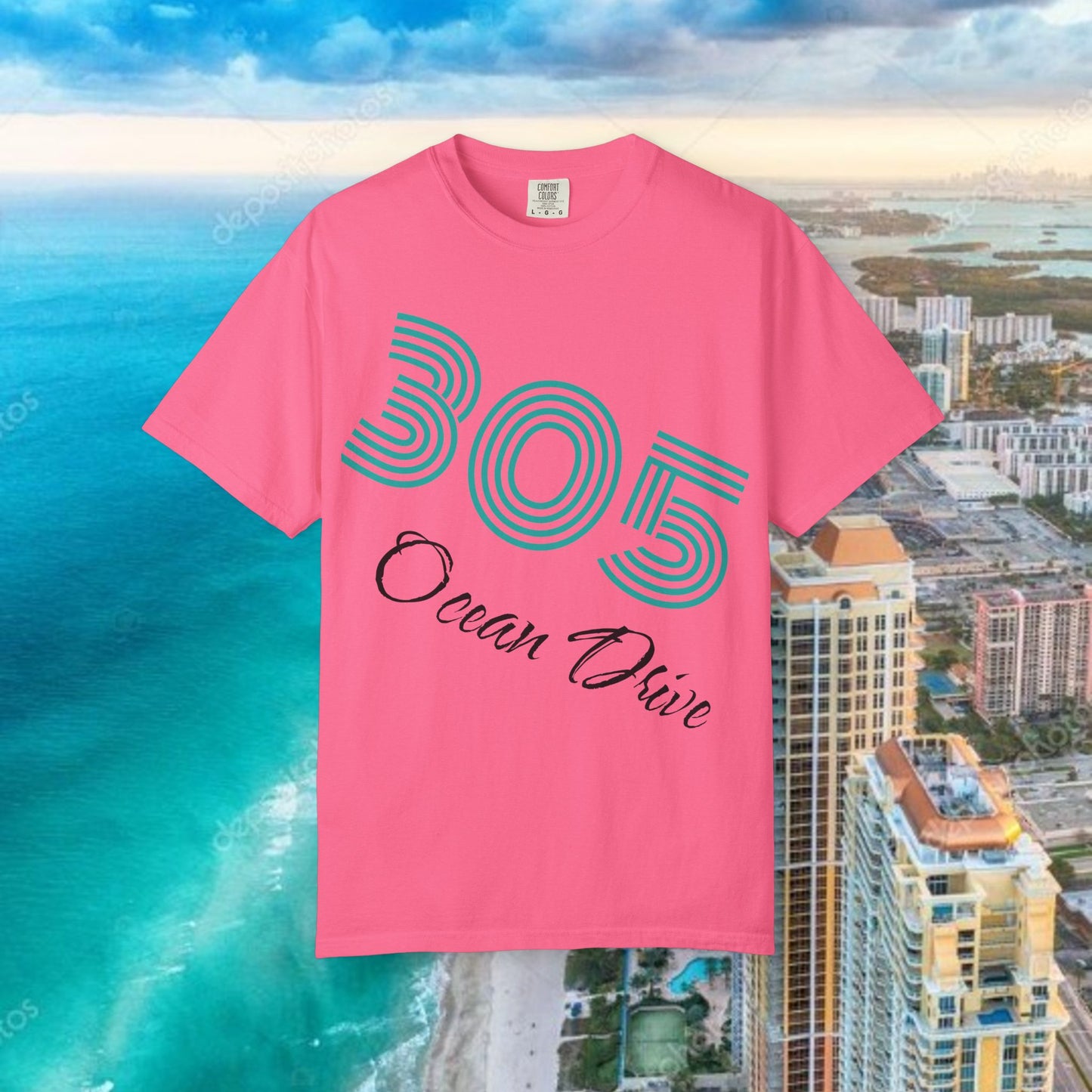 305 Ocean Drive T-Shirt — Miami Beach Garment-Dyed Tee