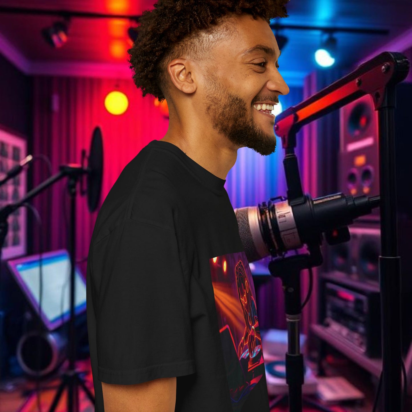 Vibrant DJ Unisex T-Shirt, Music Lover Tee, Festival Apparel, Gift for Musicians, Neon Graphic Shirt, Stylish Streetwear