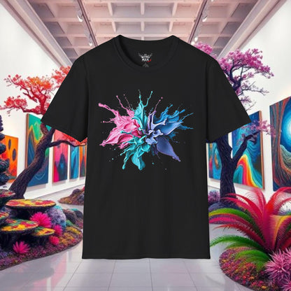 Color Splash Unisex Softstyle T-Shirt | Artistic Tee, Casual Wear, Gift for Art Lovers, Summer Fashion, Graphic Shirt