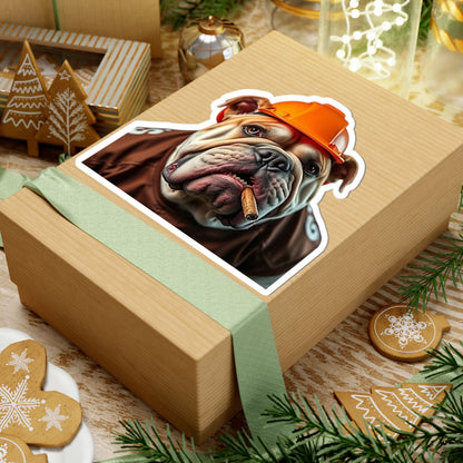 Bulldog Construction Kiss-Cut Stickers | Funny Dog Stickers, Laptop Decals, Unique Gift, Pet Lover Decor, Cute Home Office