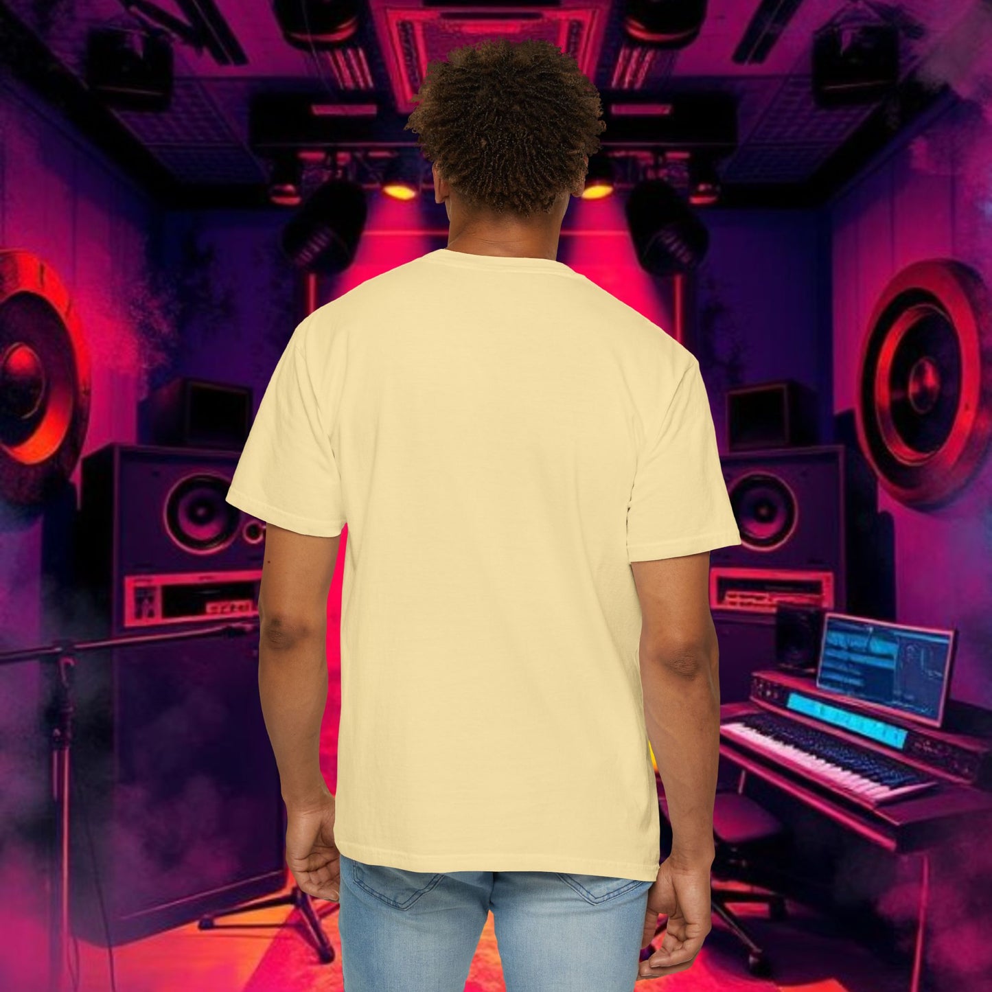 Colorful Unisex Garment-Dyed T-shirt, Artistic Graphic Tee, Music Festival Shirt, Casual Everyday Wear, Vibrant Streetwear, Unique Gift Idea