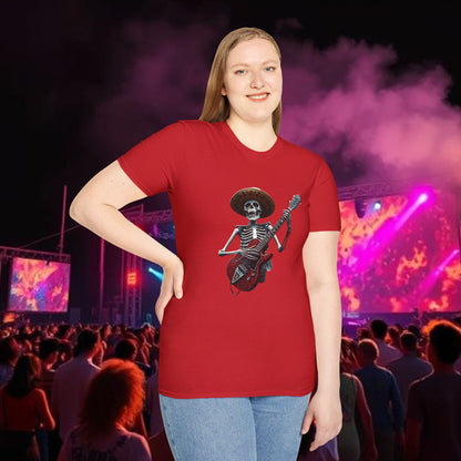 Skeleton Guitarist T-Shirt, Music Festival Shirt, Halloween Costume Tee, Vintage Rock Band Top, Unisex Graphic T-Shirt