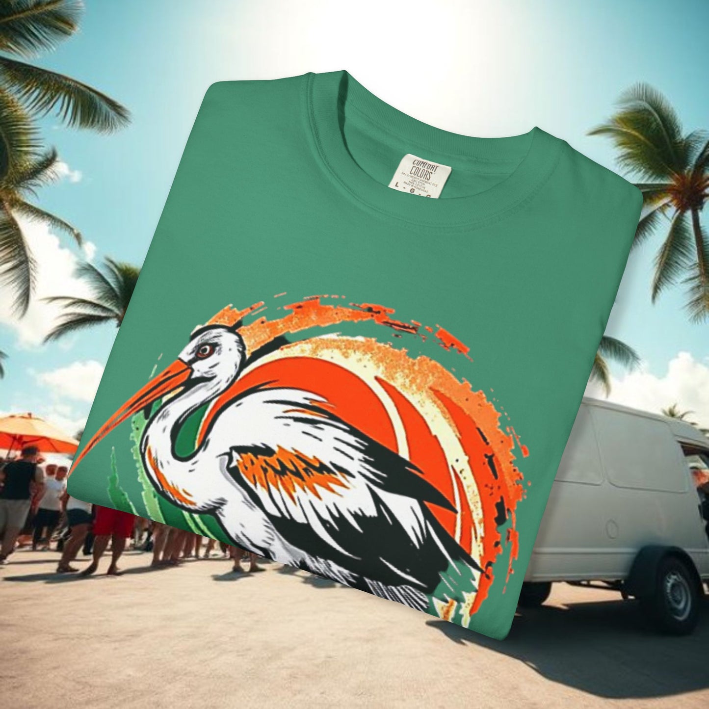 Ibis Artistic Graphic Design Tee, Unisex Garment-Dyed T-shirt, Perfect for Gameday or Beach, Sports Fan Shirt