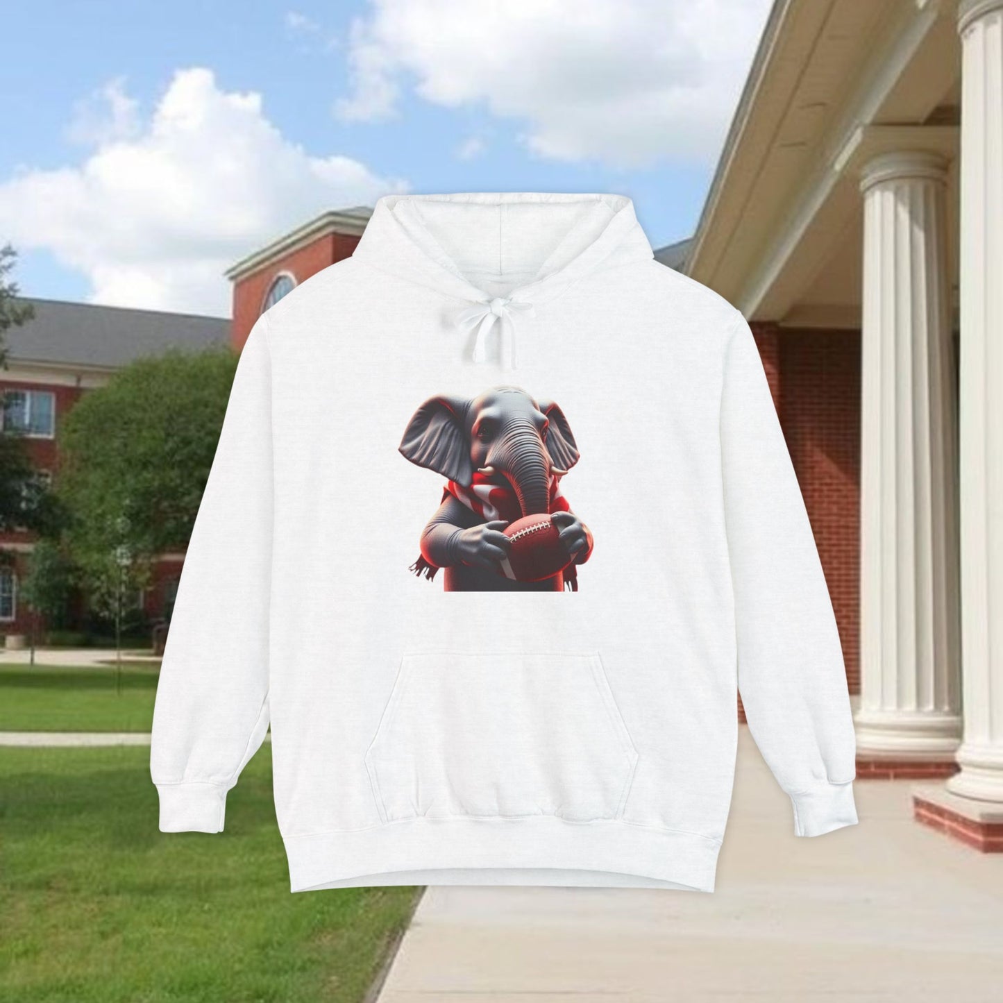 Elephant Graphic Hoodie for College Sports' Lovers, Cozy Unisex Sweatshirt, Unique Gift for Football Fans