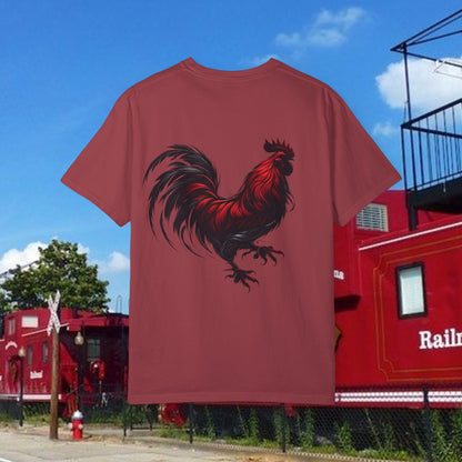 Rooster Graphic T-Shirt — Vertical '803' Design & Bold Red Rooster