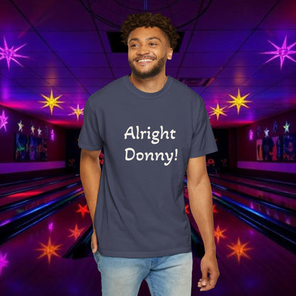 Vintage Garment-Dyed T‑Shirt — Minimal Retro Bowling Vibe, Lebowski Reference, Alright Donny