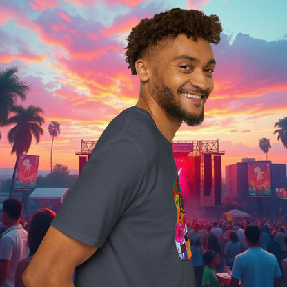 Colorful Acoustic Guitar T-Shirt, Music Lover's Tee, Festival Wear, Gift for Musicians, Vibrant Graphic Shirt